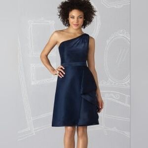 After Six Elegant One Shoulder Dress in Navy